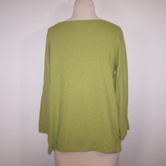 Habitat Shirt Top Small Green 3/4 Sleeves Scoop Neck 100% Cotton Womens Casual - Picture 6 of 9